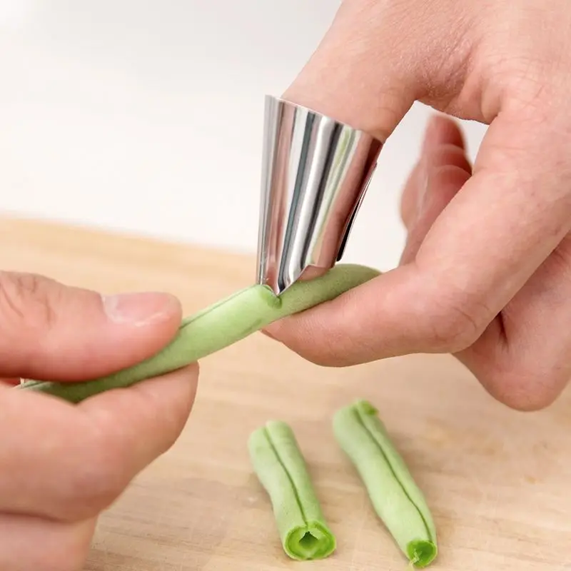 2-Pack Stainless Steel Peel-Off Tools for Beans and Nuts | Durable 201 Stainless Steel, Protective Finger Guards for Kitchen Use