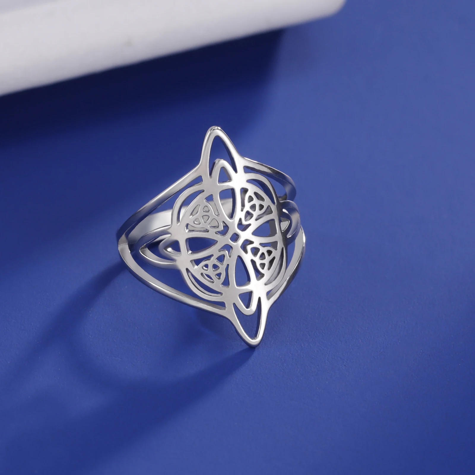 Skyrim Hexerei Hexen knoten Ring Edelstahl Fingerringe Wicca Triquetra Celtics Knoten Amulett Schutz Schmuck Frauen Männer – Detail 8