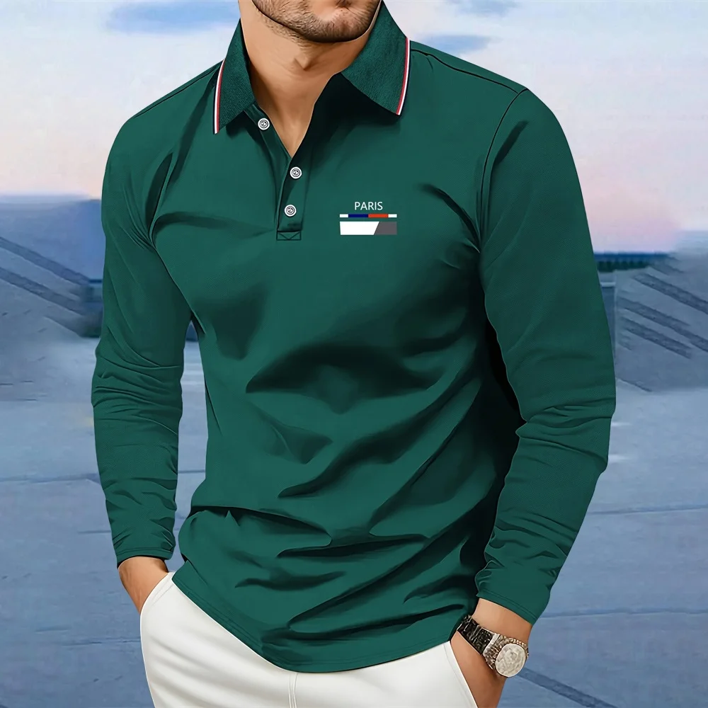 

2026 Men's Spring Long Sleeve Lapel Polo Casual Breathable Comfortable Polo Shirt Solid High Quality Male T-Shirt Dropshipping