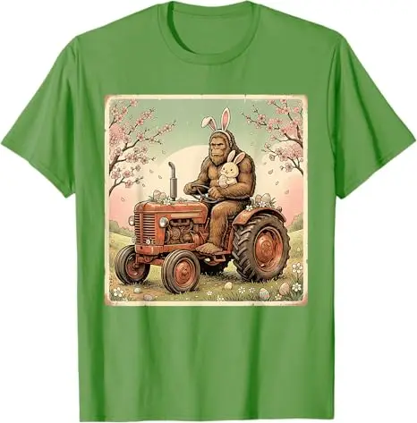 Oster-Bigfoot-Hase-Traktor Lustiges Frühlings-Sasquatch-Bauern-T-Shirt Y2K Niedliches Ästhetisches Grafik-Spruch-T-Shirt Oster-Neuheitsgeschenk-Oberteil – Detail 7