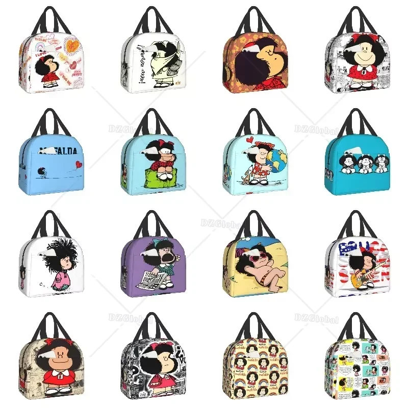 Mafalda Quino Comics Thermal Insulated Lunch Bag Resuable Lunch Box for Women Kids Outdoor Camping Travel Food Storage Bags