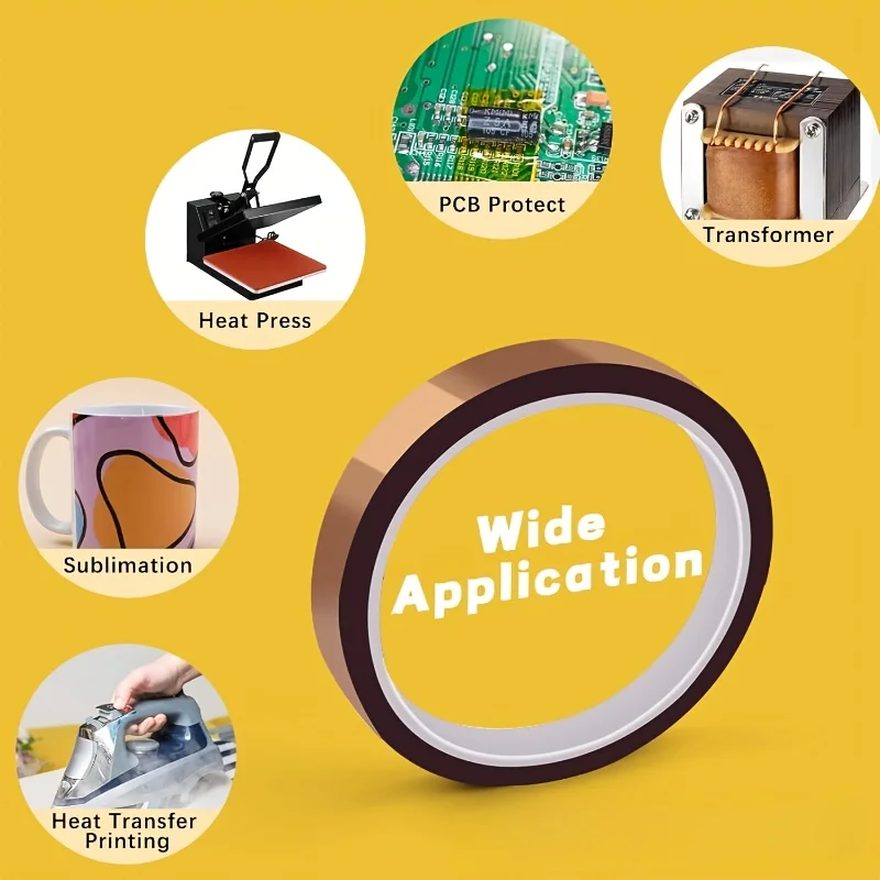 YITAPE High Temperature Heat Transfer Tape 10mm*16M Thermal Tape No Residue for Sublimation Printing Heat Press 2/4/6 Rolls