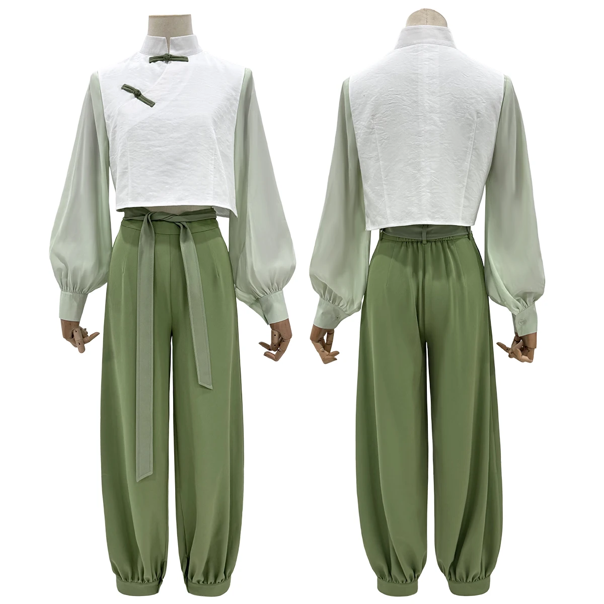 

HOLOUN Xiao Hei Anime Luye Cosplay Costume White Green KungFu Top Pants Belt Animation Convention Halloween Christmas