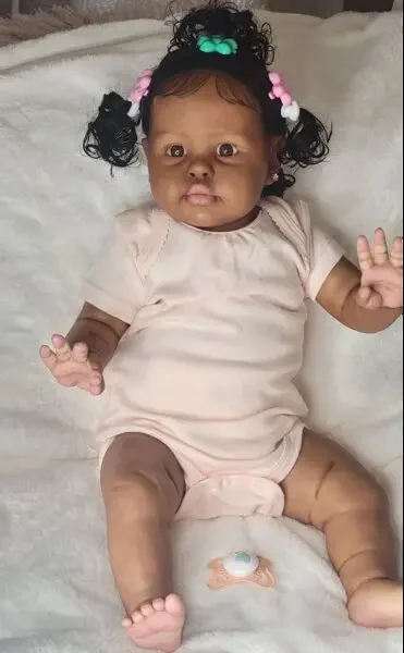 DLS Customized Limited Supply 22inch Reborn Baby Ellie Dark Skin African Baby With Different Dress Already Finished Doll