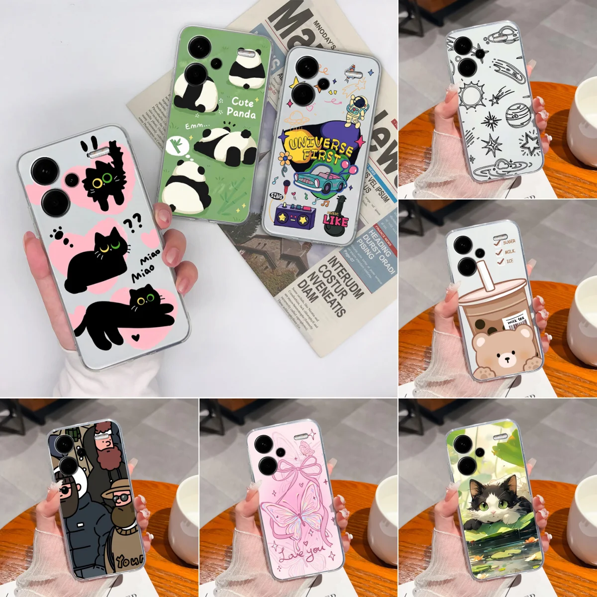 For Xiaomi Redmi Note 13 Pro+ Phone Case Beautiful Panda Clear Silicone Soft TPU Cover For Note13 ProPlus Coques 13Pro+ Funda