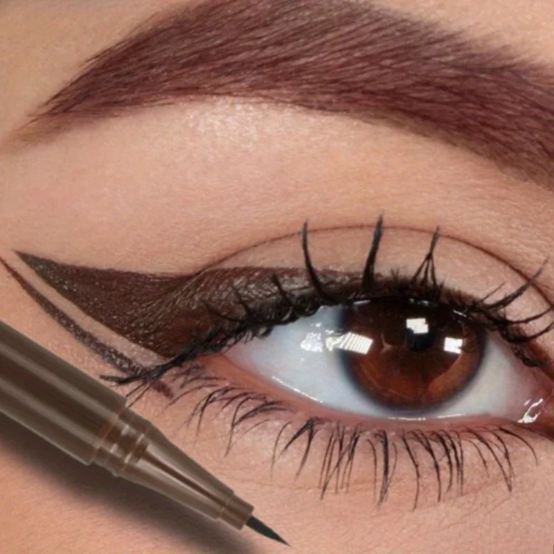 Brown Liquid Eyeliner Ultra-fine Waterproof Long-lasting Not Blooming Easy Wear Quick Drying Smooth Eyeliner Makeup Tools