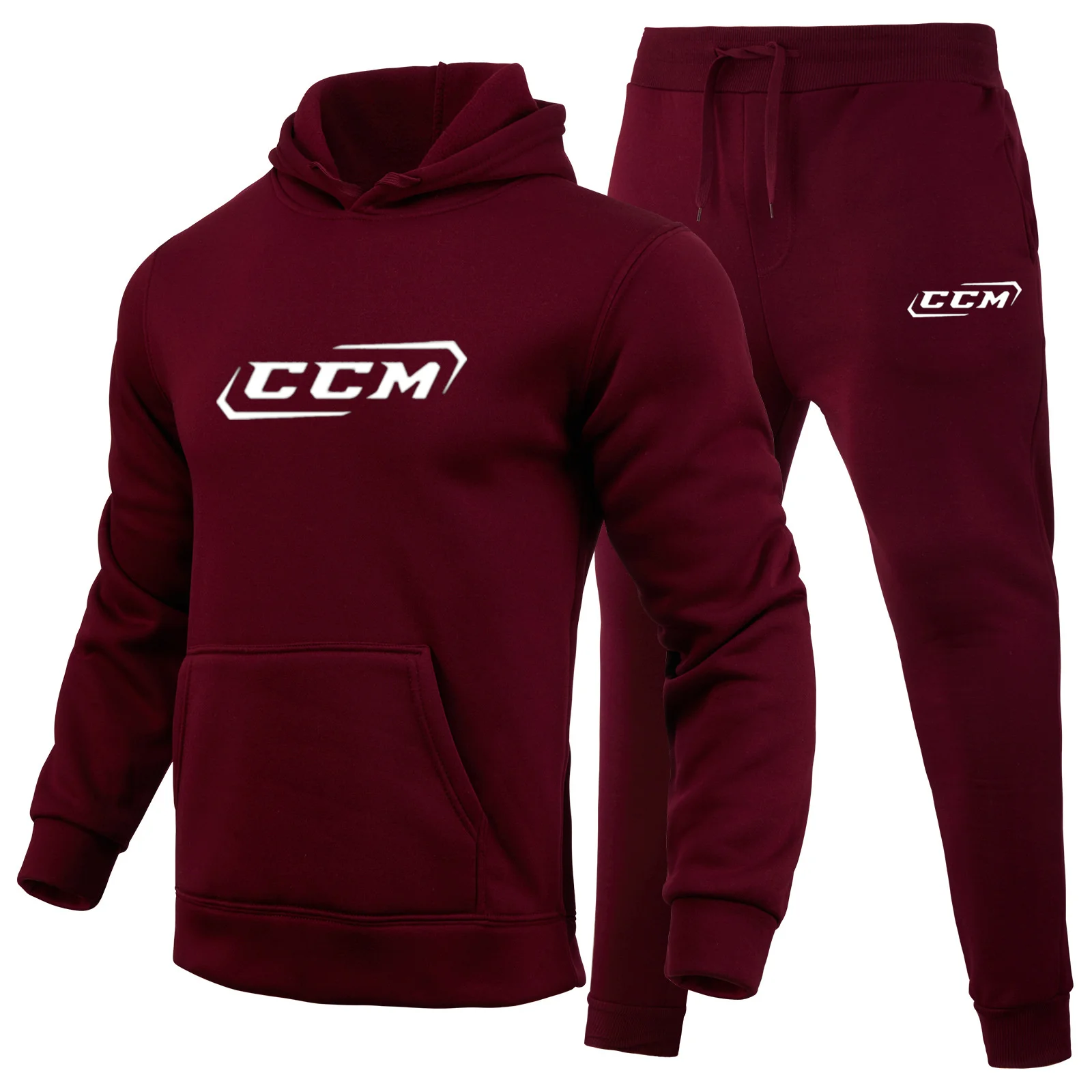 Chándal informal de 2 piezas para hombre, Conjunto de sudadera con capucha y pantalones de chándal con estampado CCM, ropa depor