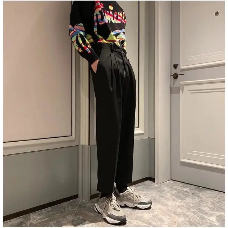 2023 Spring Summer New Solid Color Men\'s Clothing Silky Feeling Handsome Fashion Casual Trend Korean Version Youth Suit Pants