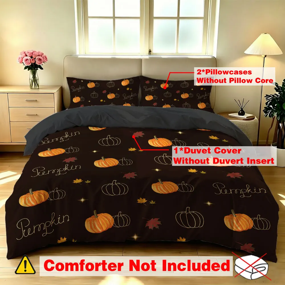 3pcs/Set 90g Polyester Black Base Pumpkin-Maple Leaf Pattern Comfortable Design Home Decorative Accessories