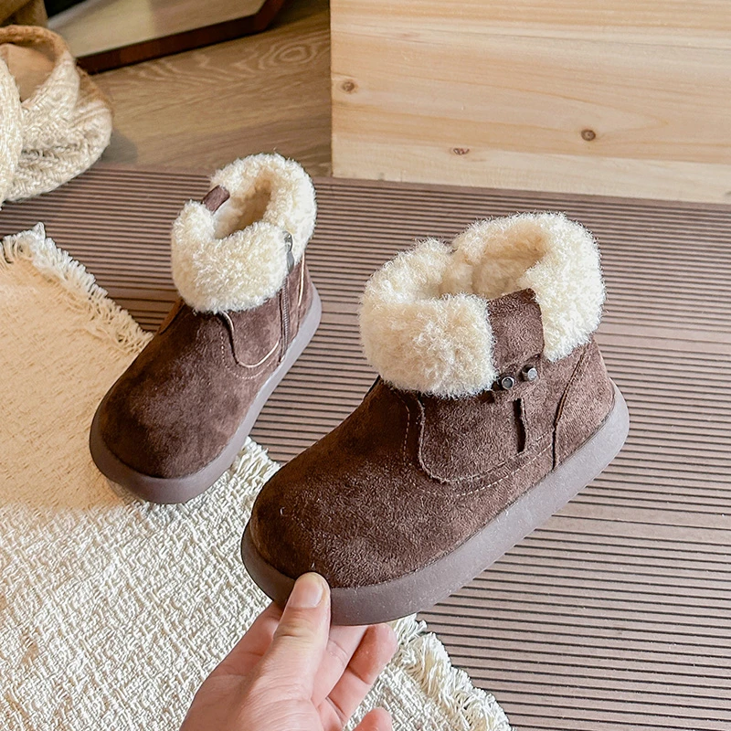 

2025 Children Short Boots for Girls Winter New Fashion Korean Style Soft Bottom Anti-slippery Versatile Princess Cottom Shoes