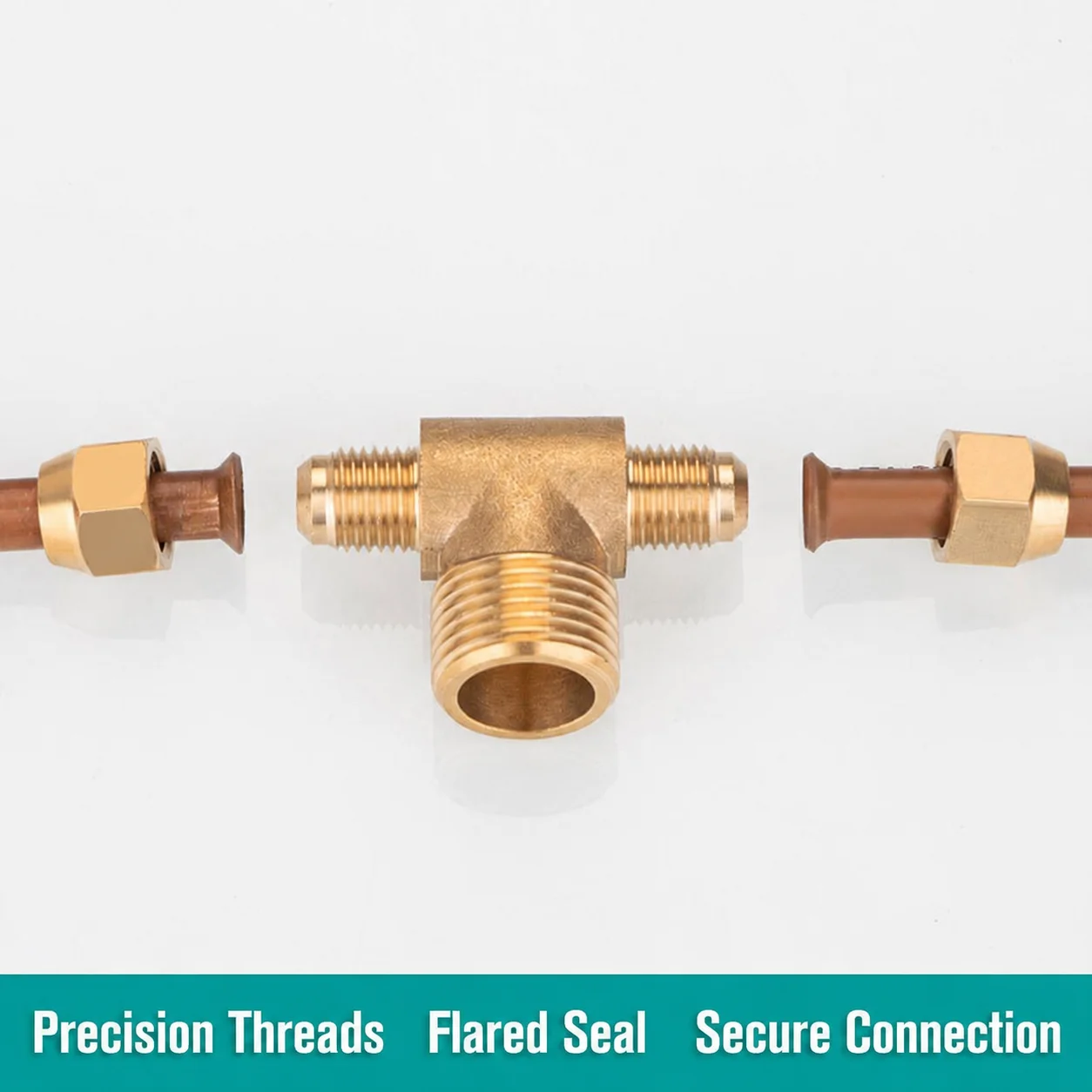 Full copper expansion tee external thread copper aluminum tube horn mouth copper tube joint 6/8/10/12/16