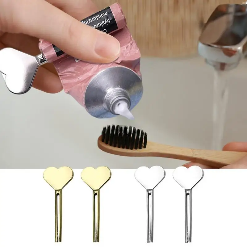 Toothpaste Tube Key 2PCS Toothpaste Squeezer Tube Roller Stainless Steel Toothpaste Roller Tube Wringer Manual Toothpaste