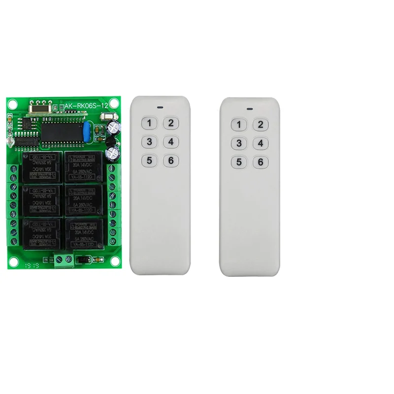 

DC 12V 6 CH Channels 6CH RF Wireless Remote Control Switch System,433 MHz Transmitter and Receiver/Garage Doors/ lamp