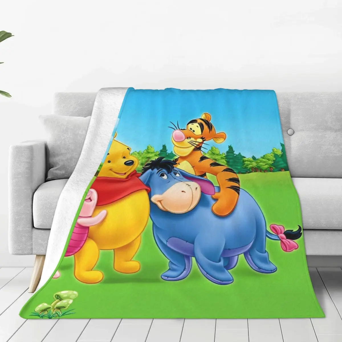 Soft BlanketBoy Girl Picnic Winnie The Pooh Throw Blanket Flannel Bedspread For Living Room Funny Sofa Bed Cover