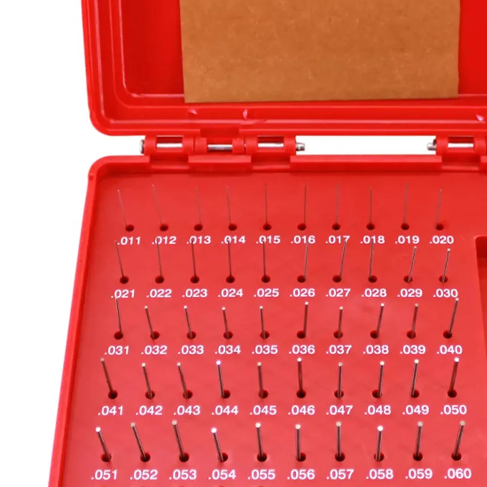 Bearing Steel Pin Gauge Set Measurement Steel Pin Gauges 50 Piece Set Go No-Go Gauge Storage Box Included Bearing