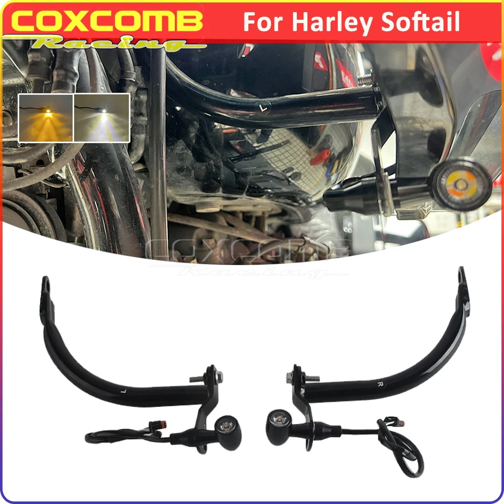

Motorcycle Front Fairing Stealth Support Bar Bracket Mount Kit For Harley Softail Low Rider ST FXLRST FXRST W/ LED Signals Light