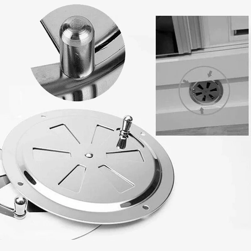 5 Inch Stainless Steel Round Air Louver Vent & Side Knob Opening Grille Cover