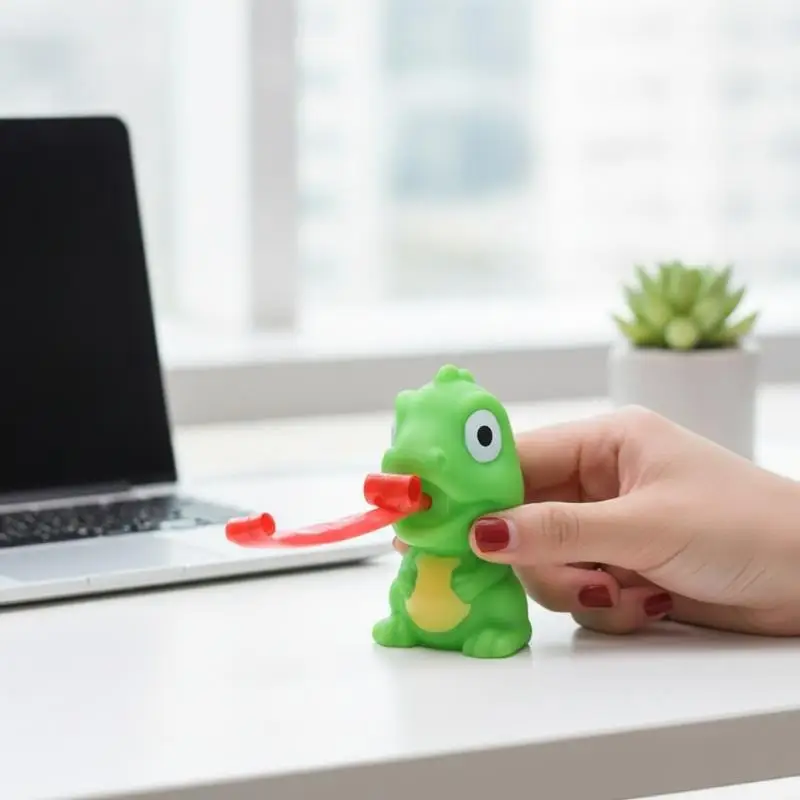 Green Frog Squeeze Toy Popping Tongue Feature Soft Elastic  Fidget Toy Durable for Kids Holiday Stocking Stuffer
