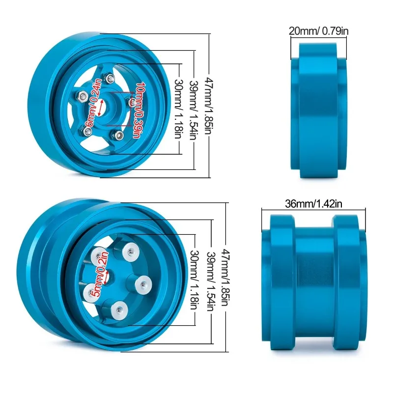 Tamiya Metal Split-Spoke Wheels Rims for Grasshopper / Hornet / Frog / Baja Bug / Beetle Upgrade Parts