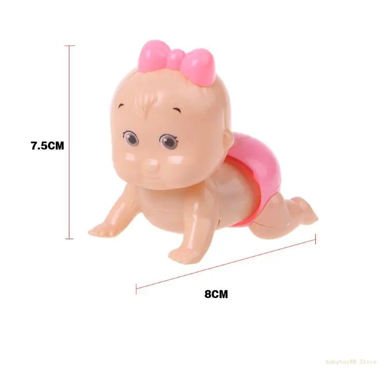 Y4UD 1pc Boy Girl Crawling Crawl Clockwork for Doll Wind up Toy For Baby Kids Party