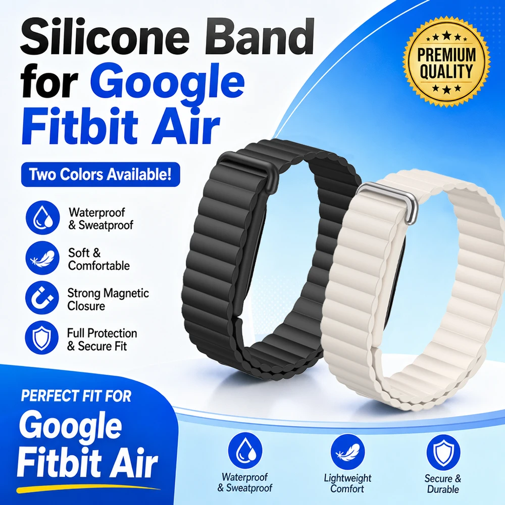 Sportliches magnetisches Silikonband für Google Fitbit Air, robuste, langlebige Schnalle, verstellbares Armband, Ersatzarmband, Zubehör