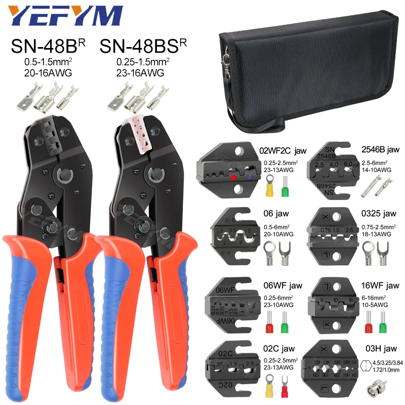 Crimping Pliers SN-48BS(=SN-48B+SN-28B) More Jaw for 2.8 4.8 6.3 VH3.96/Tube/Insulation Terminals Electrical Clamp Min Tools