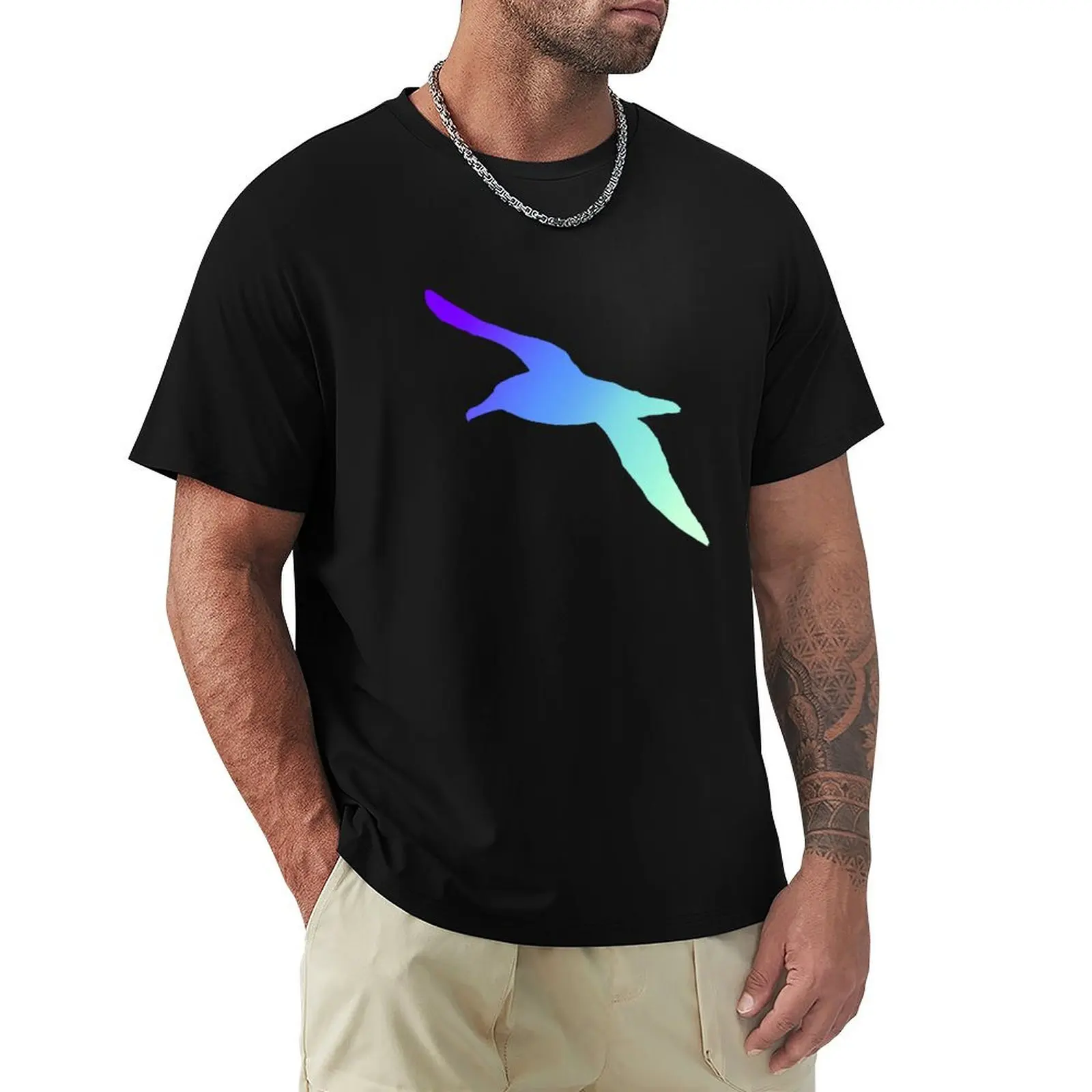 Albatross Silhouette- Colorful Gradient 7 T-Shirt Graphic Print Short Sleeve T-Shirt