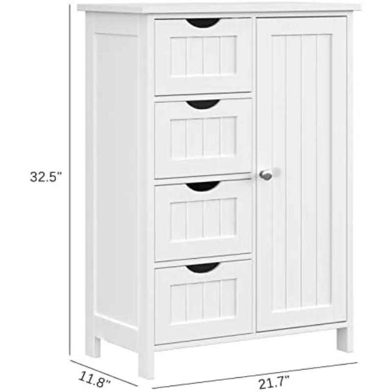 Irontar Bathroom Floor Cabinet, Freestanding Storage Cabinet with 4 Drawers and Adjustable Shelf for Entryway Storage,