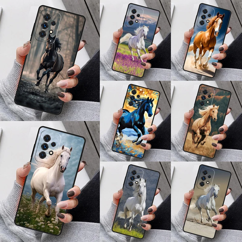 Galloping Horse Phone Case For Samsung Galaxy S23 S21 S20 FE S24 S22 Ultra Note20 S10 S9 S8 Plus A40 A52 A12 A13 A53