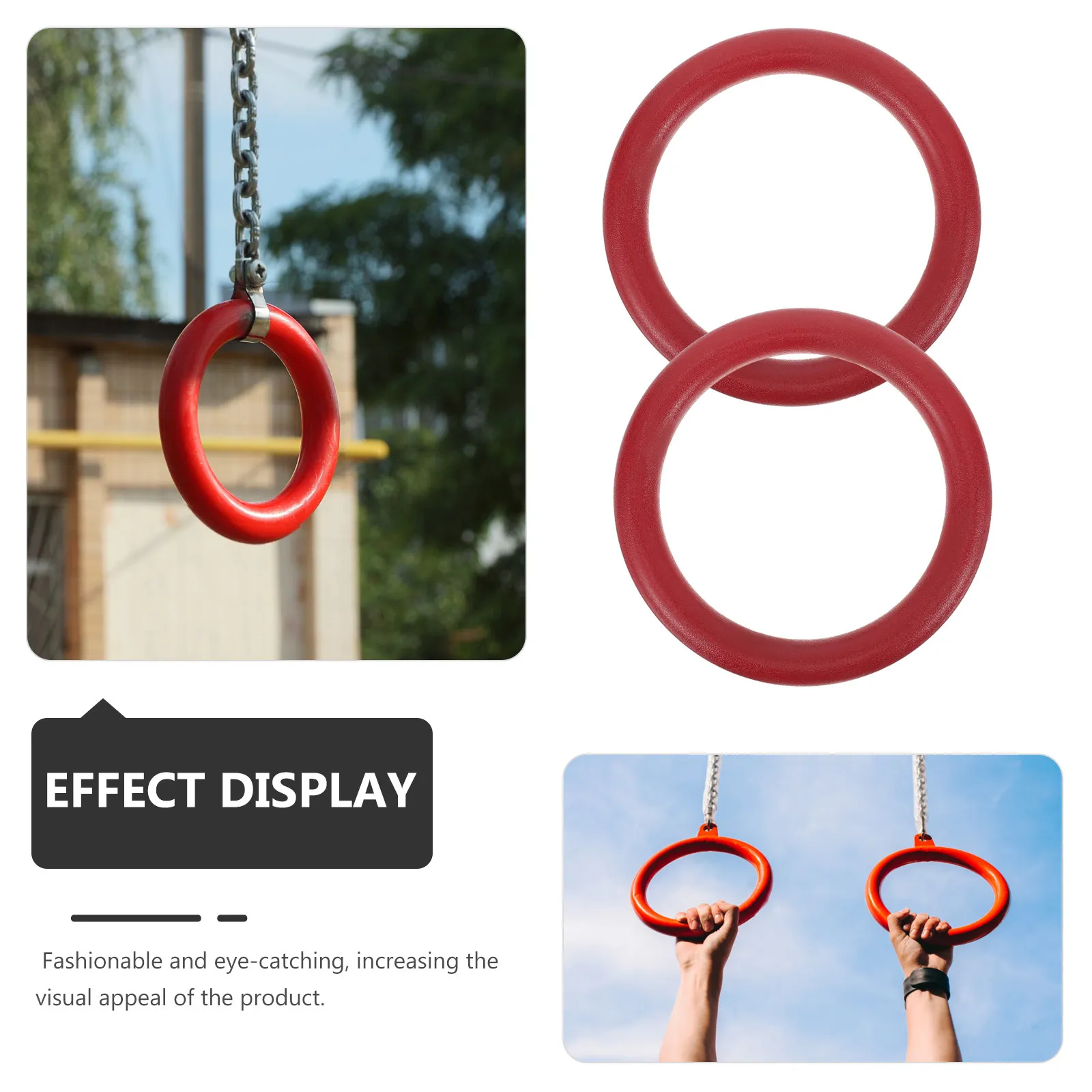 2Pcs Fitness Gym Rings Portable Lightweight Gymnastic Rings with Anti Slip Surface for Strength Training Calisthenics Workout
