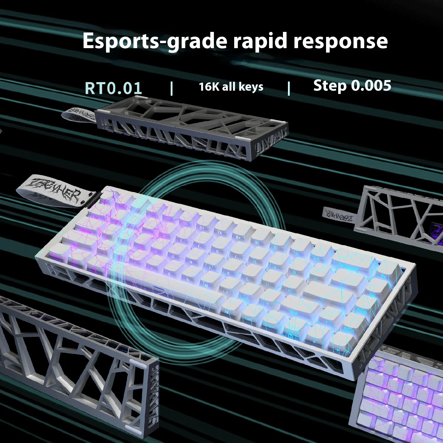 ZORNHER 68 Keyboard dengan Poros Magnetik Berongga, Keyboard SOCD, Keyboard FPS dengan Poros Magnetik Jade Pro, Keyboard Komputer Keyboa
