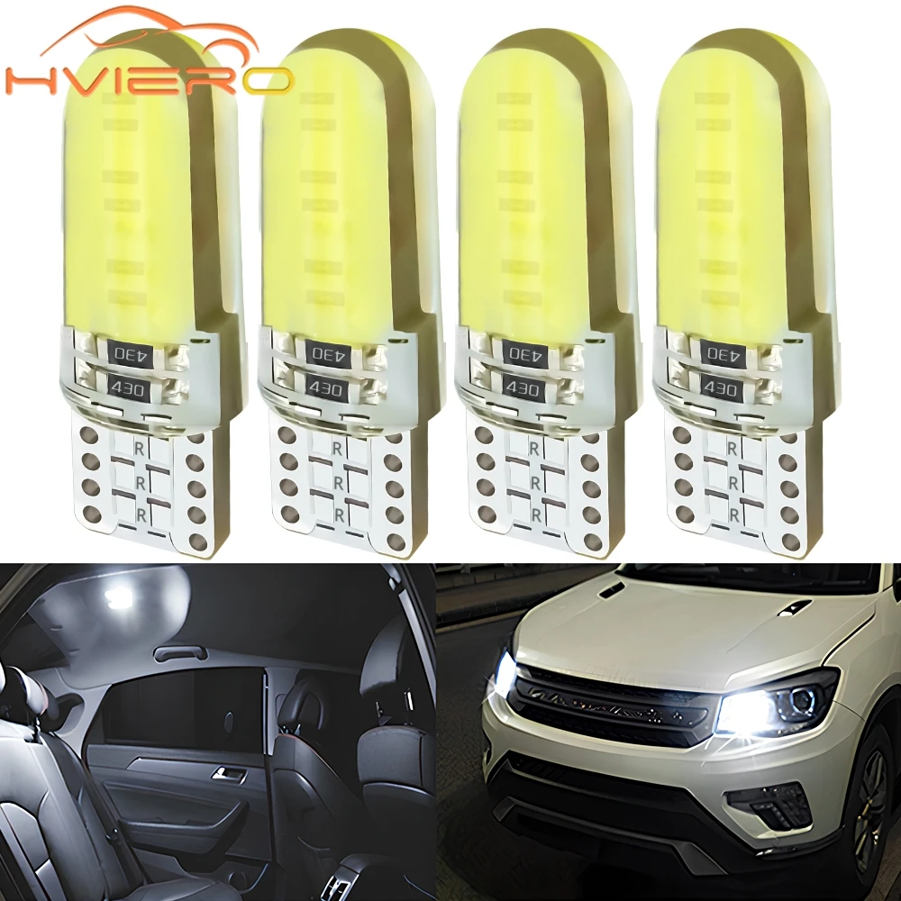 

4 шт. T10 W5W COB силикагель указатель поворота номерного знака клиновой светодиодный автомобильный маркер для чтения купольная лампа автостоянка стоп-сигнал яркий