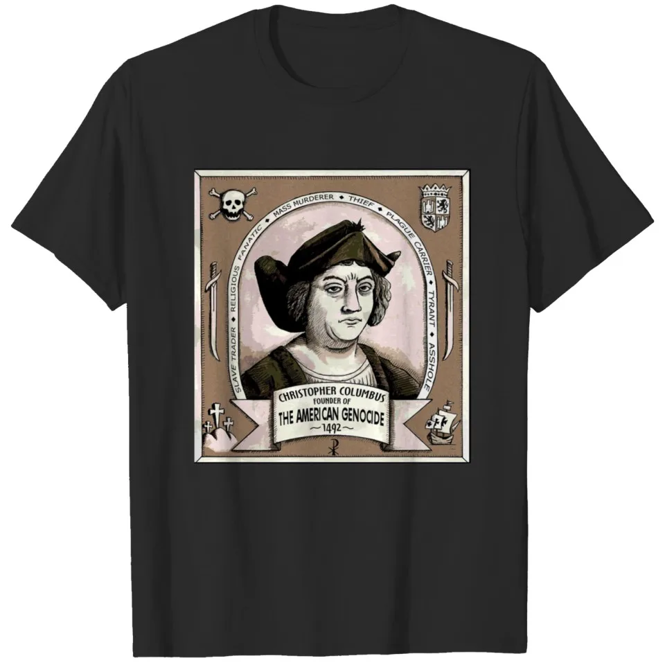 christopher columbus T-shirt  Hip Hop Vintage Tee Shirt Unisex  Hip Hop Loose Cotton T