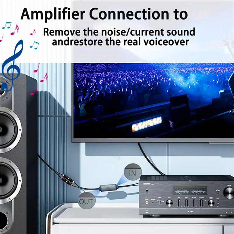 APPLIA-5X AV100C For RCA Audio Isolator Common Ground Noise Filter 3.5Mm Anti-Interference Noise Canceller