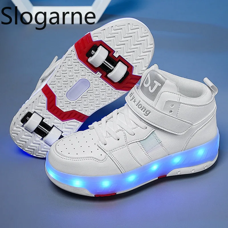 Children New 4 Wheels Running Sports Shoes Students Roller Skate Shoes Boys Deformation Sneakers Girls Walk Inline Skates Shoes