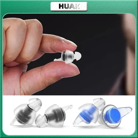 HUAK High Fidelity Silicone Ear Plugs for Noise Cancelling Washable Reusable Musicians Motorcycles Sleeping Work, Study, Swim
