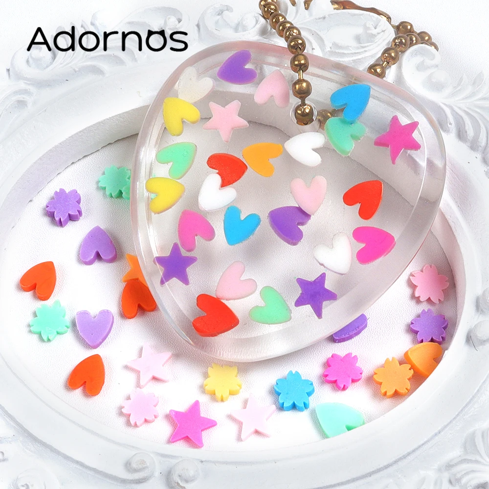 Heart Shape Polymer Clay Slices Resin Shaker Mold Filler Colorful Stars Flowers Mixed Soft Pottery Valentines DIY Jewelry Making