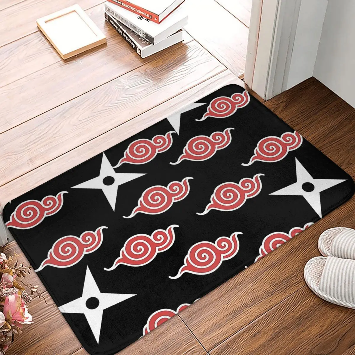 Geometric Patterns Bathroom Mat Japanese Shuriken With Red Cloud Akatsuki Doormat Kitchen Carpet Outdoor Rug Home Decoration