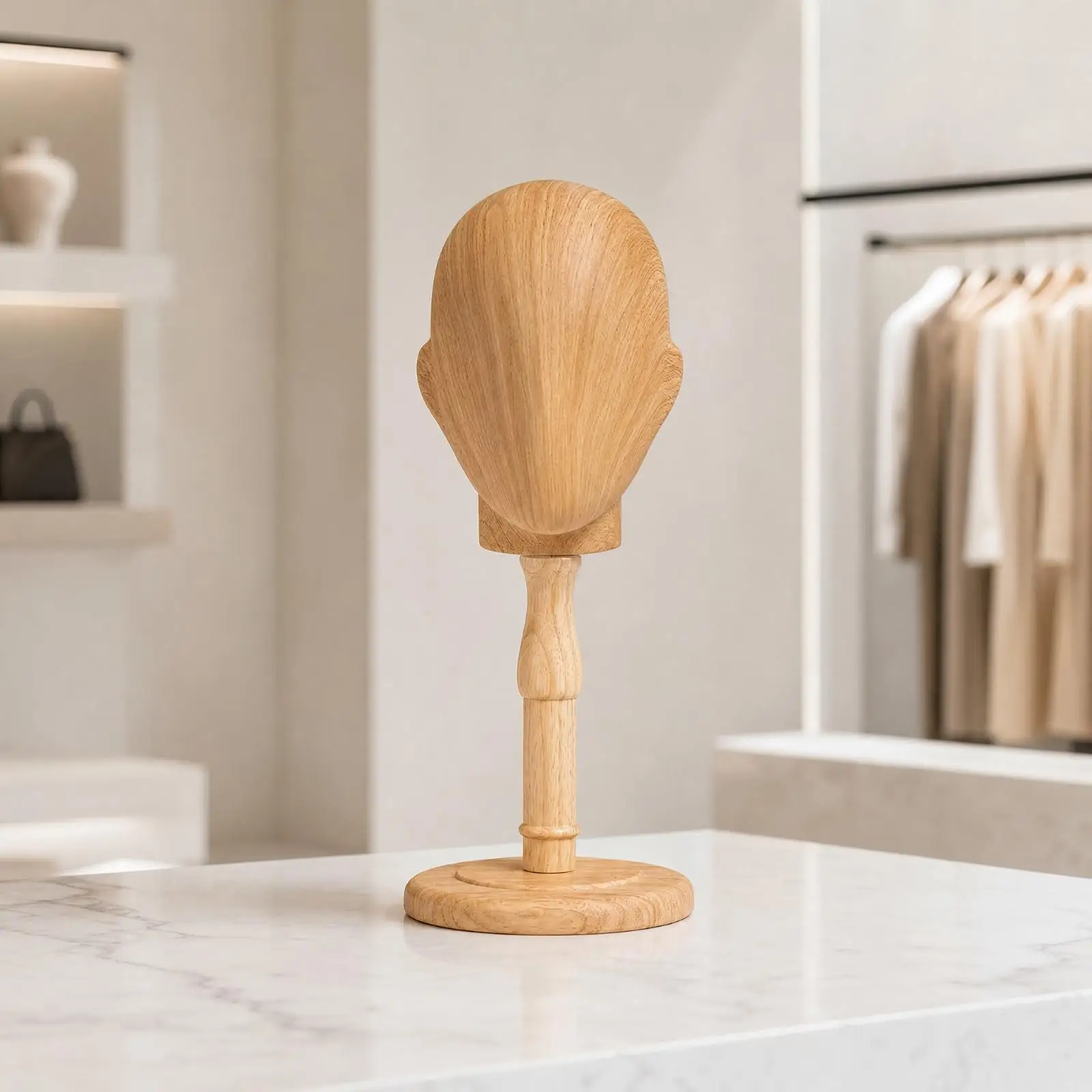 Plastic Mannequin Head Form for Hat Display with Support Post Round Base Store Merchandising
