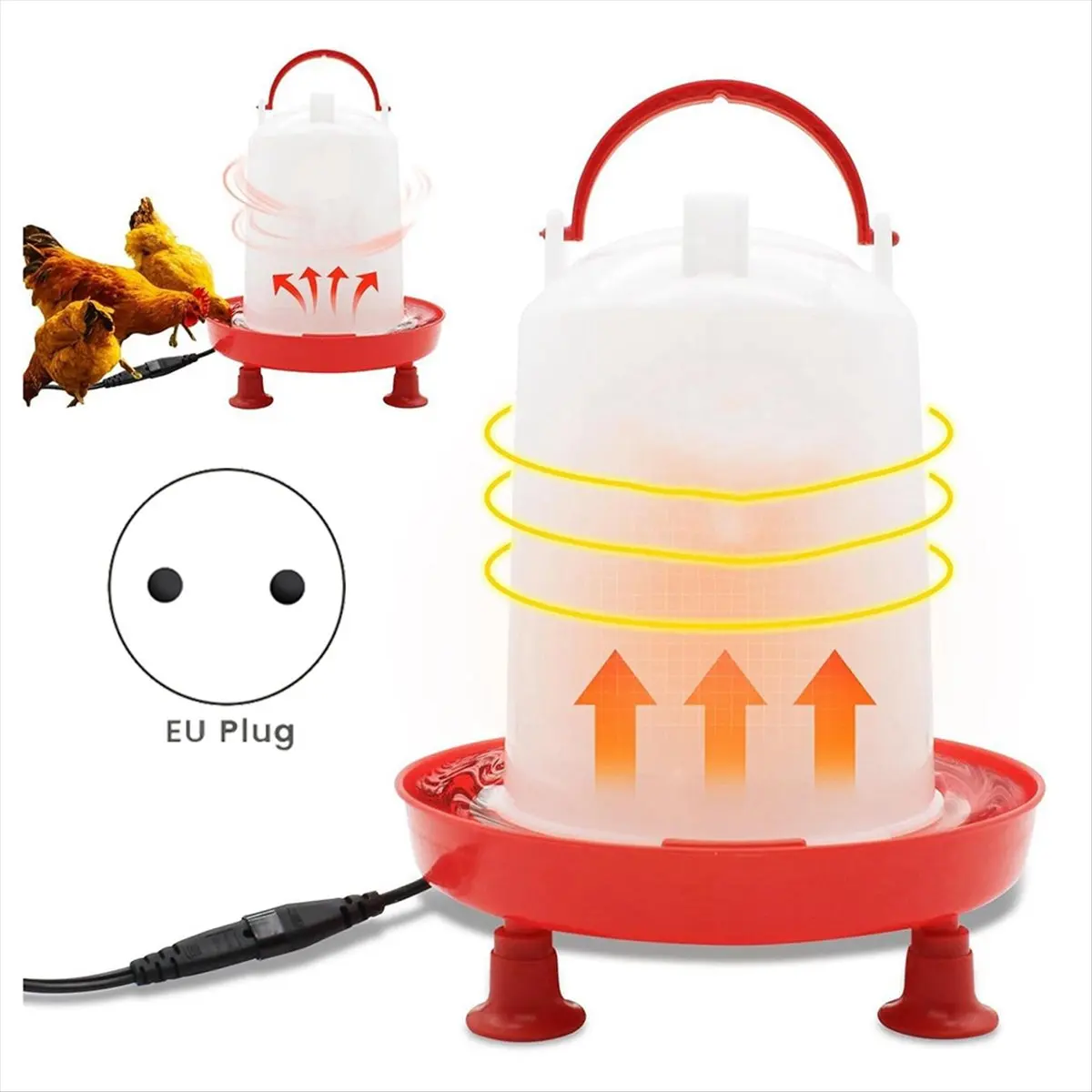 3L ساخنة الدجاج سقي لفصل الشتاء السيارات ملء سخان مياه الدجاج مع دعم الساق ، 35 واط التدفئة الدواجن الاتحاد الأوروبي التوصيل
