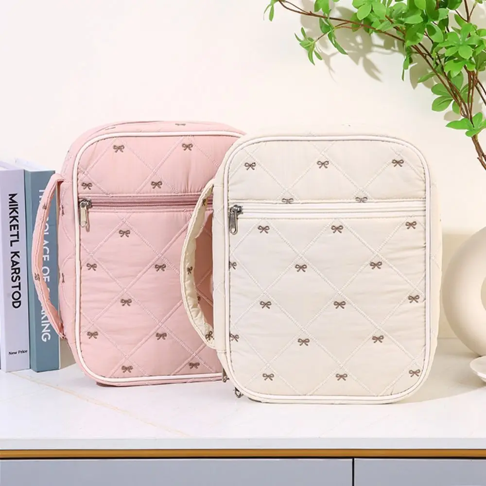 

Чехол для Библии с бантом и ручкой, стеганая хлопковая сумка для церкви, многослойный, большой вместимости, защитный чехол для Библии, для христианских подарков