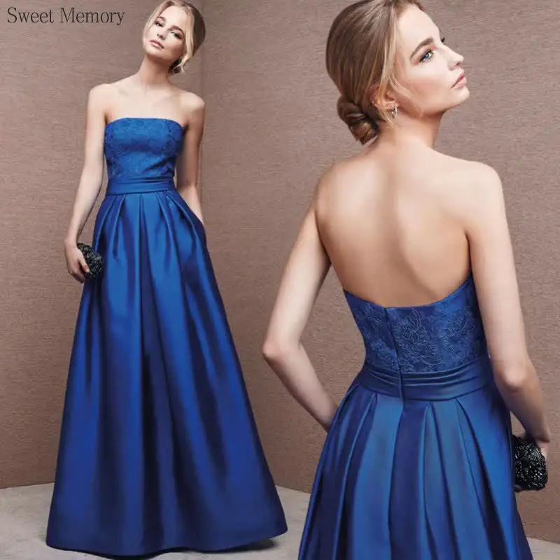 

N1142 Fashion Blue Evening Dress Girls Women Clothes Sweet Memory Strapless Special Occasion Dresses Floor Length Party Dress