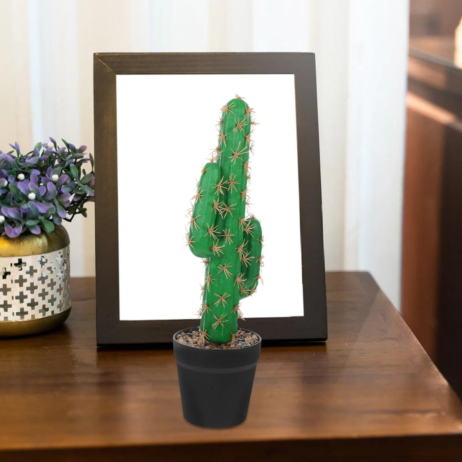 Tall Lifelike Artificial Cactus Plant Faux Succulent for Indoor Outdoor Decoration Home Office Porch Garden Table Centerpiece