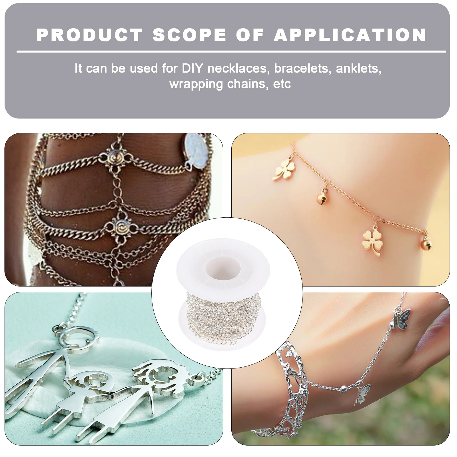 

1 Roll Oval Electroplated Iron Chain For Jewelry Making Smooth Durable Pendant Hanging Bracelet Anklet Craft Supply Pendant Diy