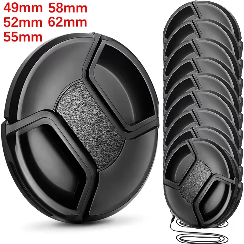 

Universal Camera Front Lens Cap With Hanging Strap For Canon Nikon Sony Fuji Olympus DSLR Camera Lenses Cover 49/52/55/58/62mm