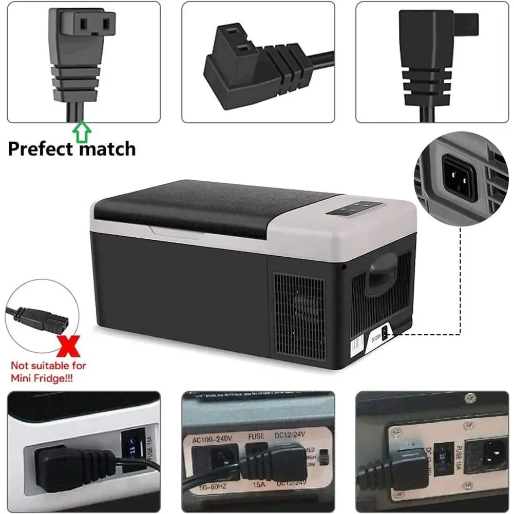 2/3/4M 18awg 12V/24V Draagbare Auto Koelkast Stroomkabel Ingebouwde 15a Zekering Auto Koelkast Verwarming Verlengkabel