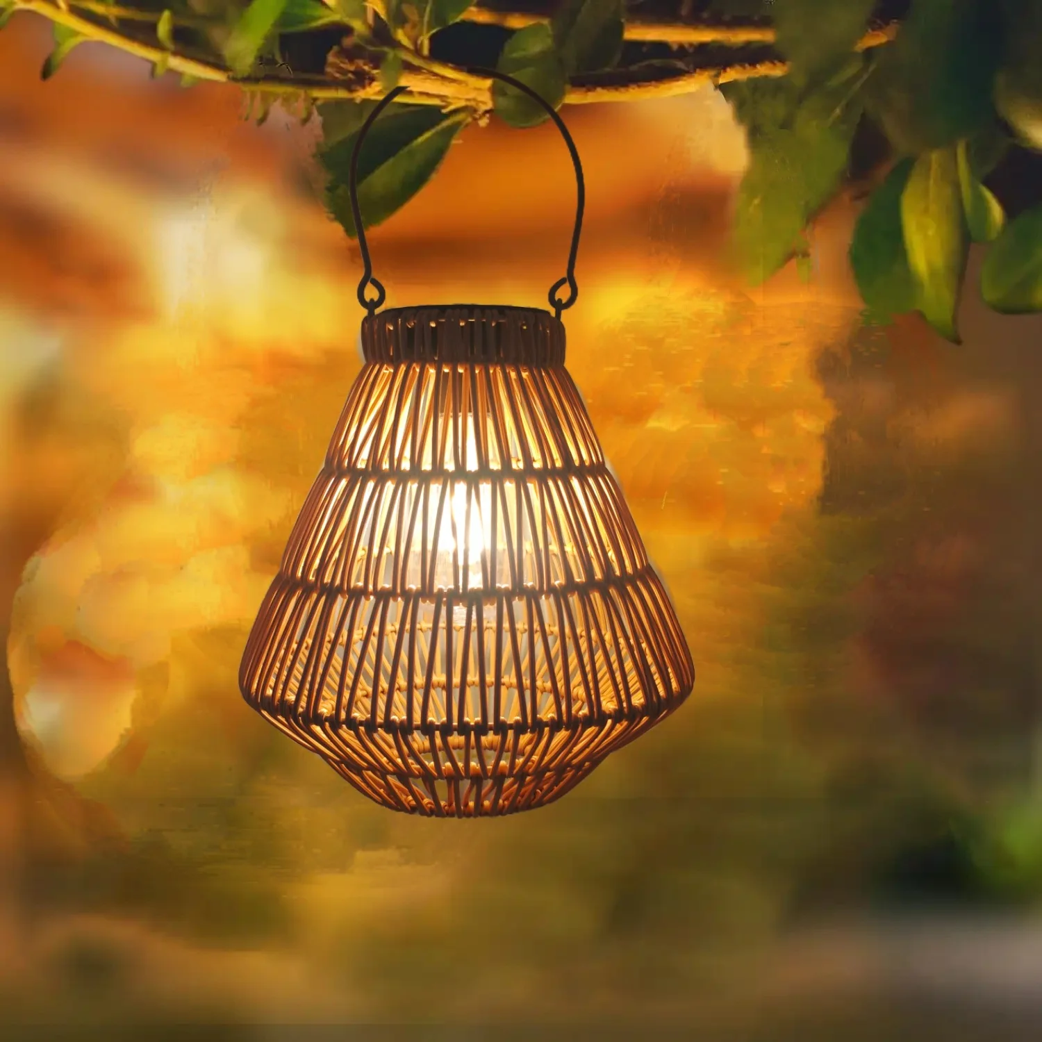 

Садовый ночник на солнечных батареях, ручной работы, из ротанга, портативный, для наружного освещения, креативный декоративный светильник для сада