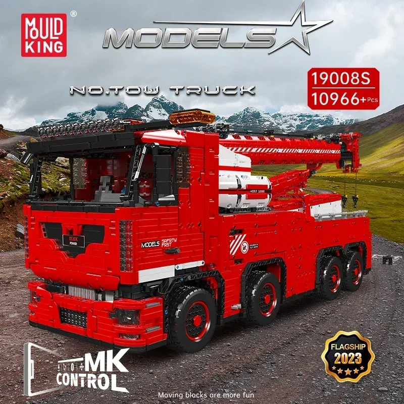 New toy Mould King 19008s High-Tech compatible MOC APP Motorized Tow Crane Truck Toy Large Building Blocks For Kids Toys For Boy