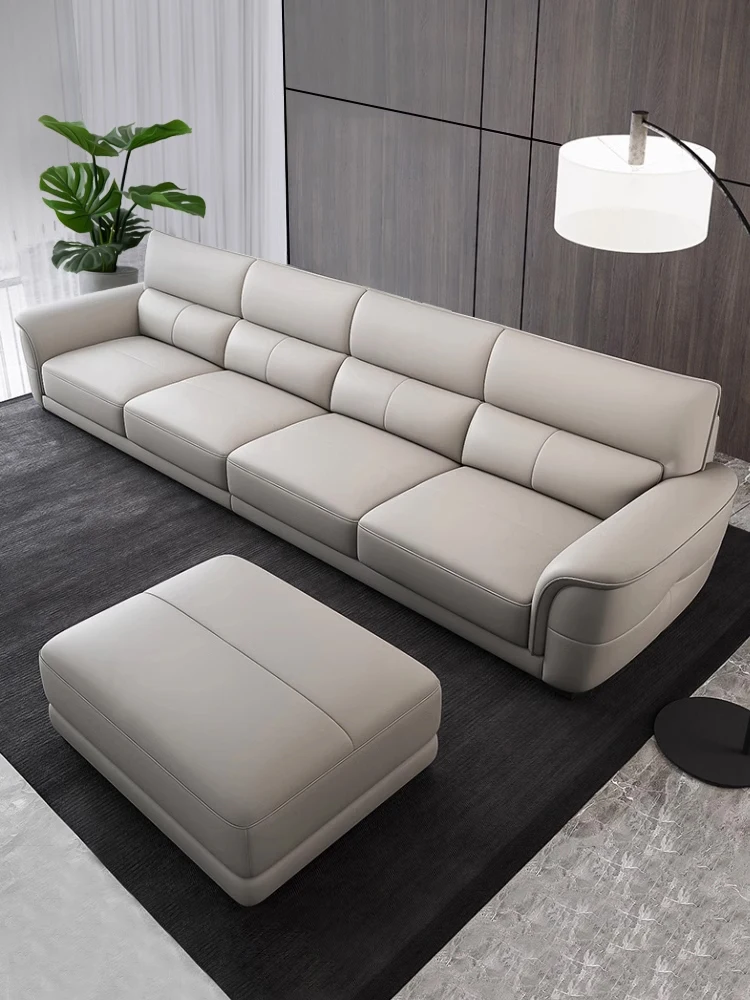 

Nordic leather sofa leather modern minimalist three or four-person living room in-line corner leather sofa combination