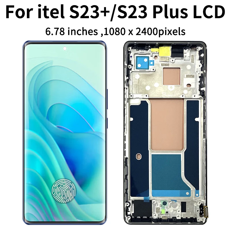 6.78 "AMOLED ل itel S23 Plus شاشة عرض ل itel S23 + عرض S681LN شاشة عرض لوحة اللمس محول الأرقام الجمعية